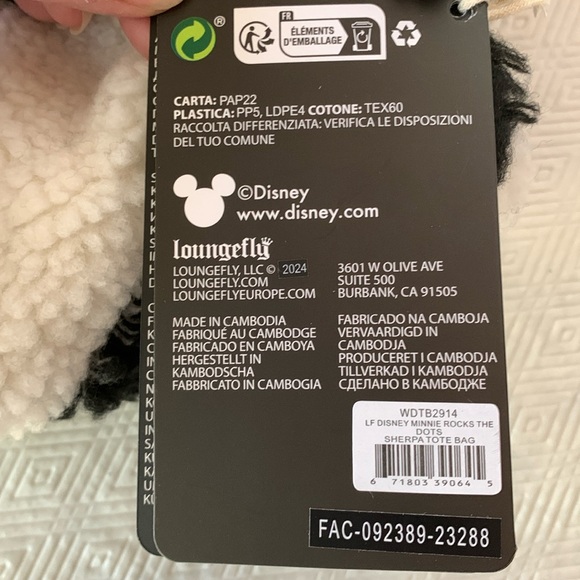 Loungefly x Disney Minnie Rocks the Dots Sherpa Bag - Picture 7 of 16